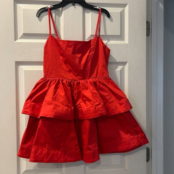New With Tags Tiered Poplin Ruffle Mini Dress Size Medium Party Flirty Coquette - Picture 10 of 15